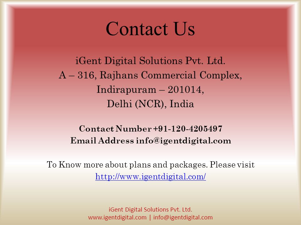 Contact Us iGent Digital Solutions Pvt. Ltd.