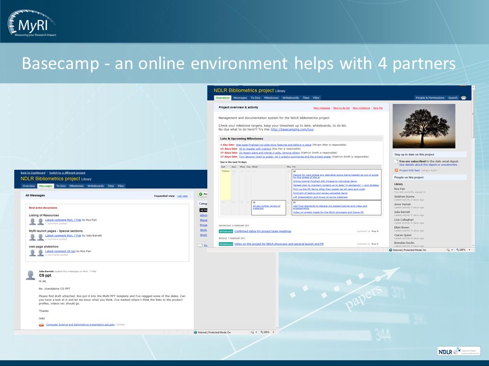 Basecamp - an online environment helps with 4 partners
