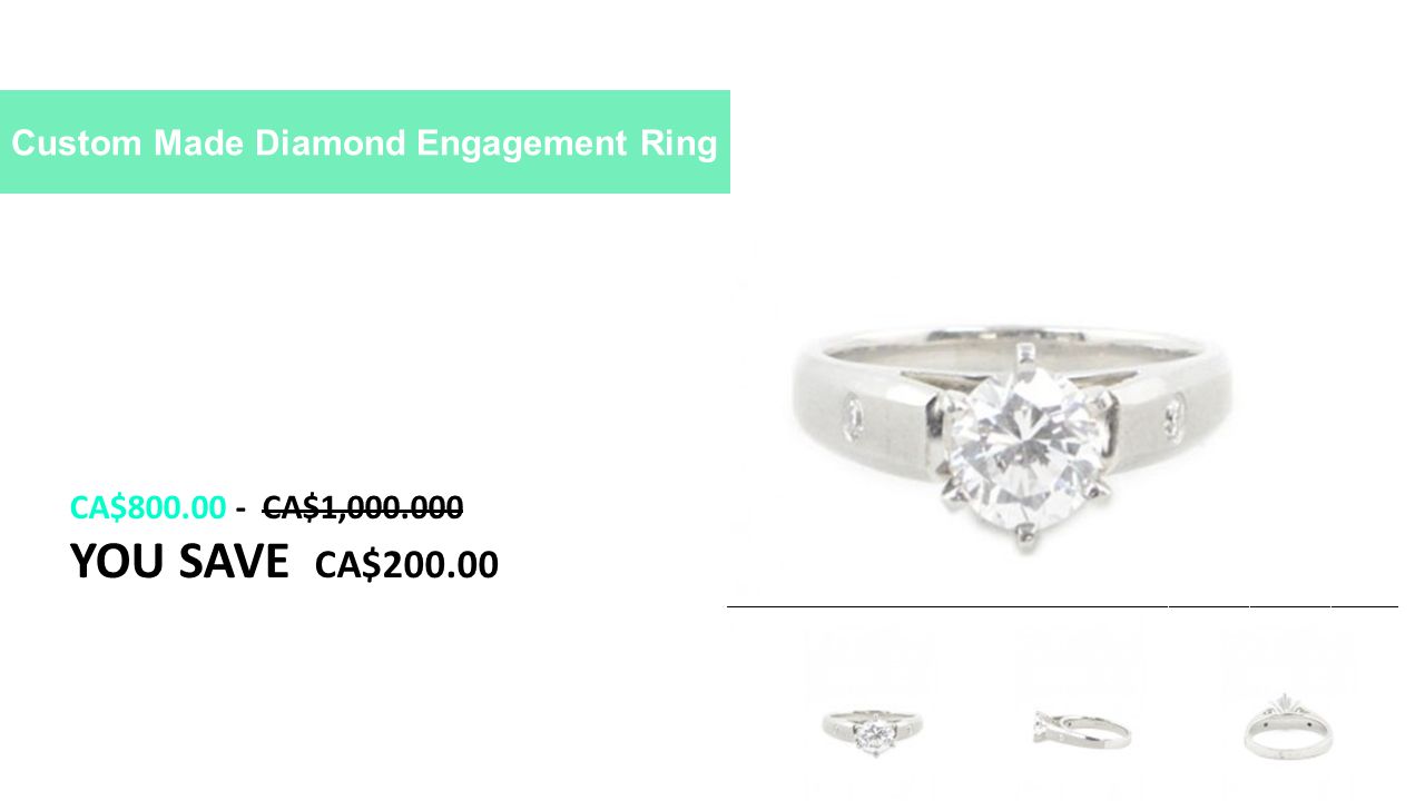 Custom Made Diamond Engagement Ring CA$ CA$1, YOU SAVE CA$ __________________________________________________