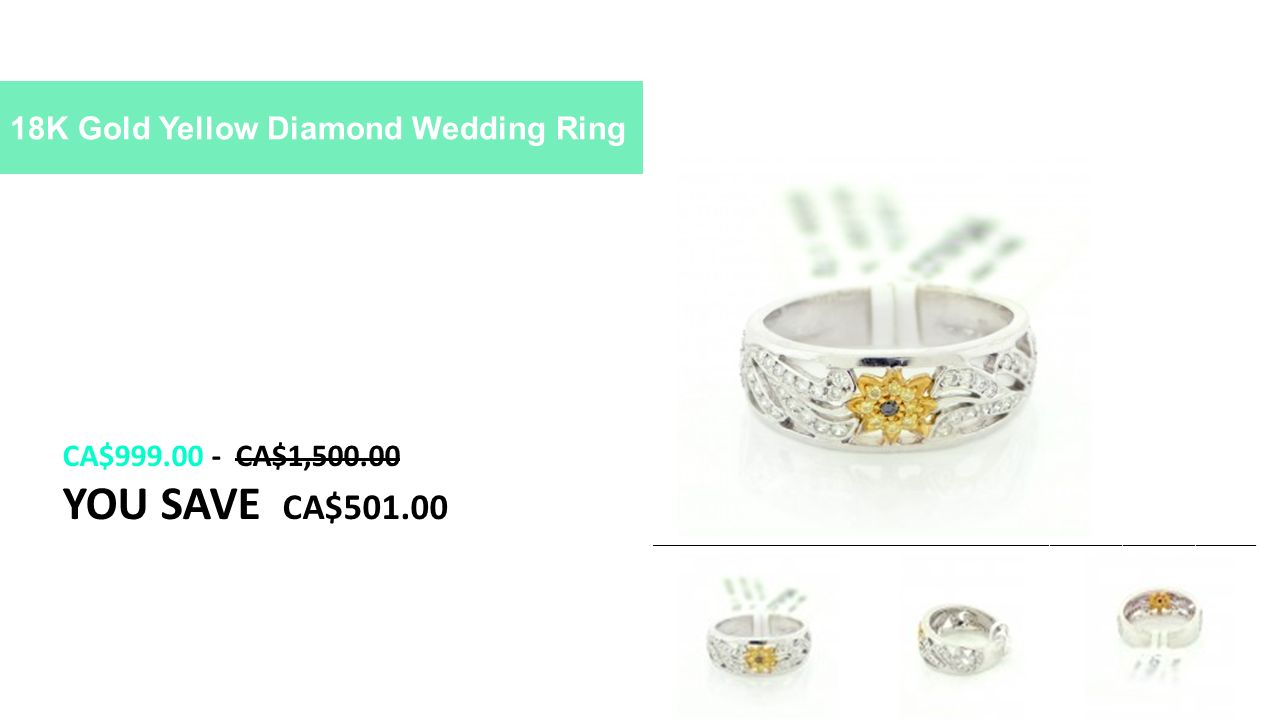 18K Gold Yellow Diamond Wedding Ring __________________________________________________ CA$ CA$1, YOU SAVE CA$501.00