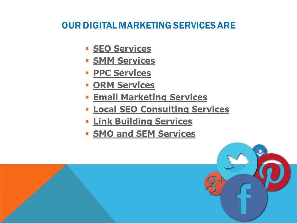 OUR DIGITAL MARKETING SERVICES ARE  SEO ServicesSEO Services  SMM ServicesSMM Services  PPC ServicesPPC Services  ORM ServicesORM Services   Marketing Services Marketing Services  Local SEO Consulting ServicesLocal SEO Consulting Services  Link Building ServicesLink Building Services  SMO and SEM ServicesSMO and SEM Services
