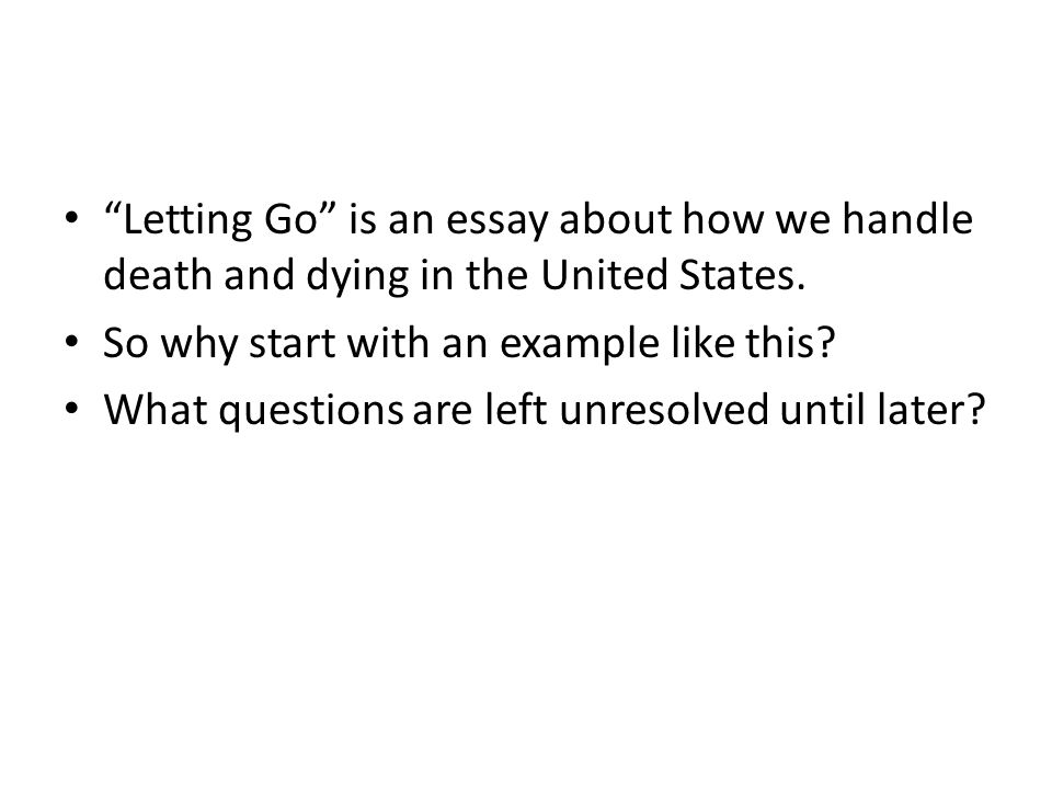 Sample essay on death and dying