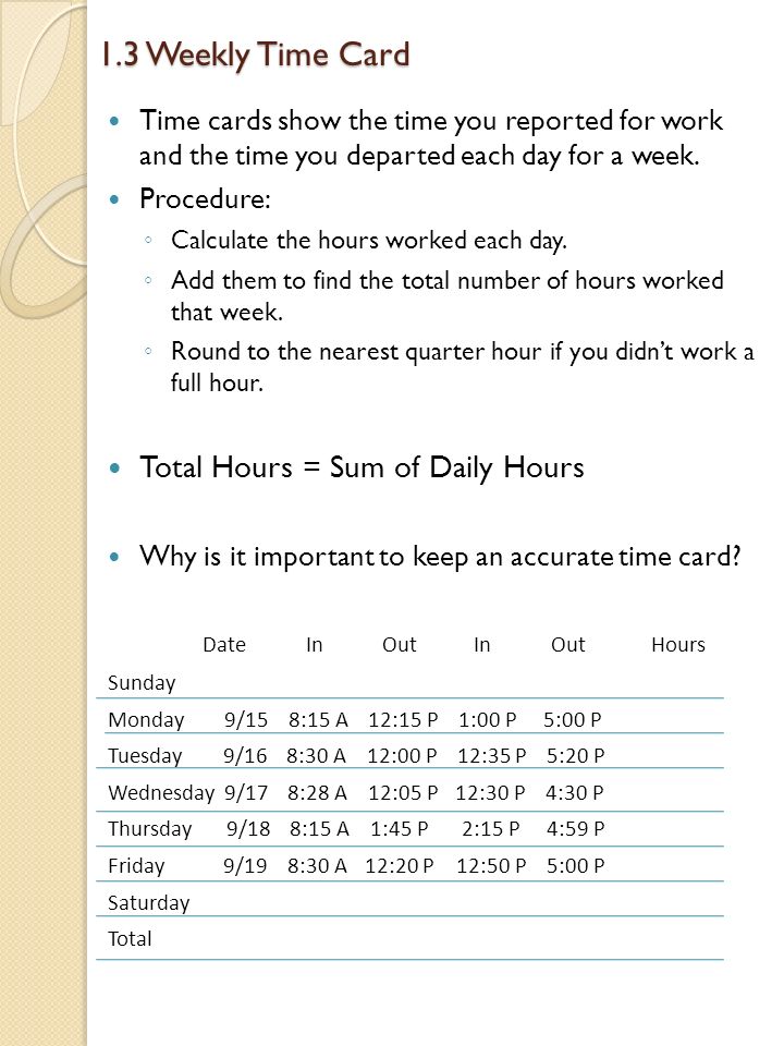 how to figure out time card hours