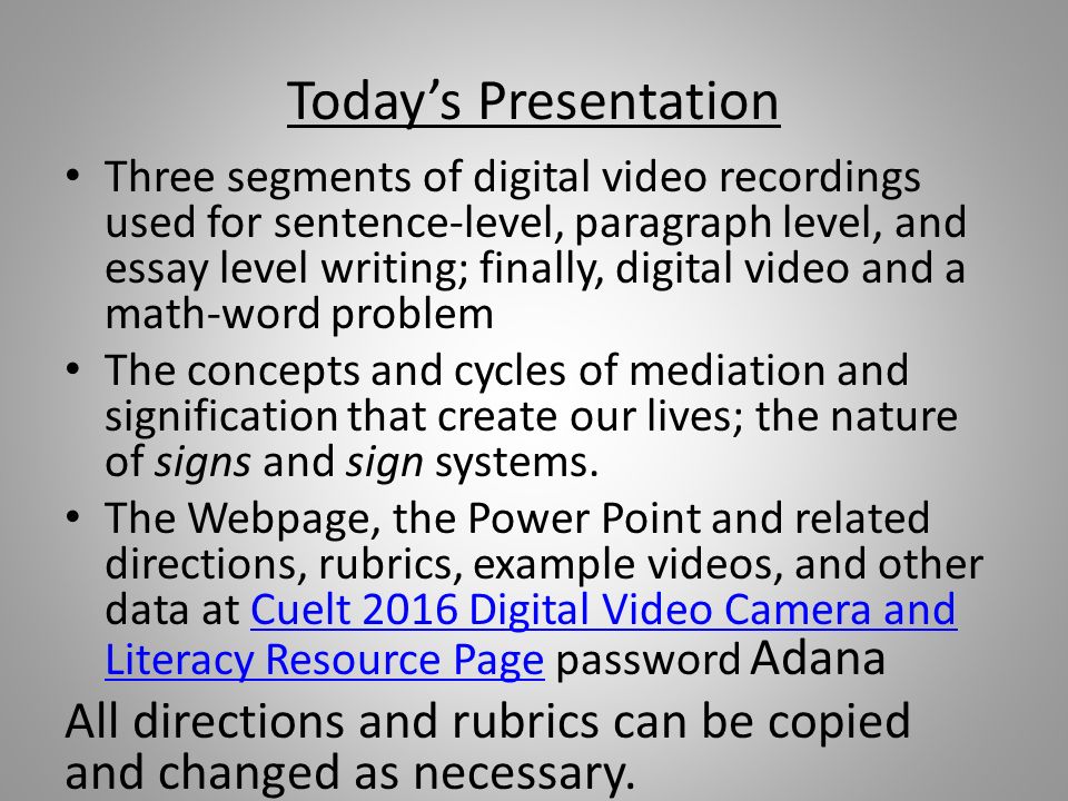 today s presentation three segments of digital video recordings 2 today s presentation