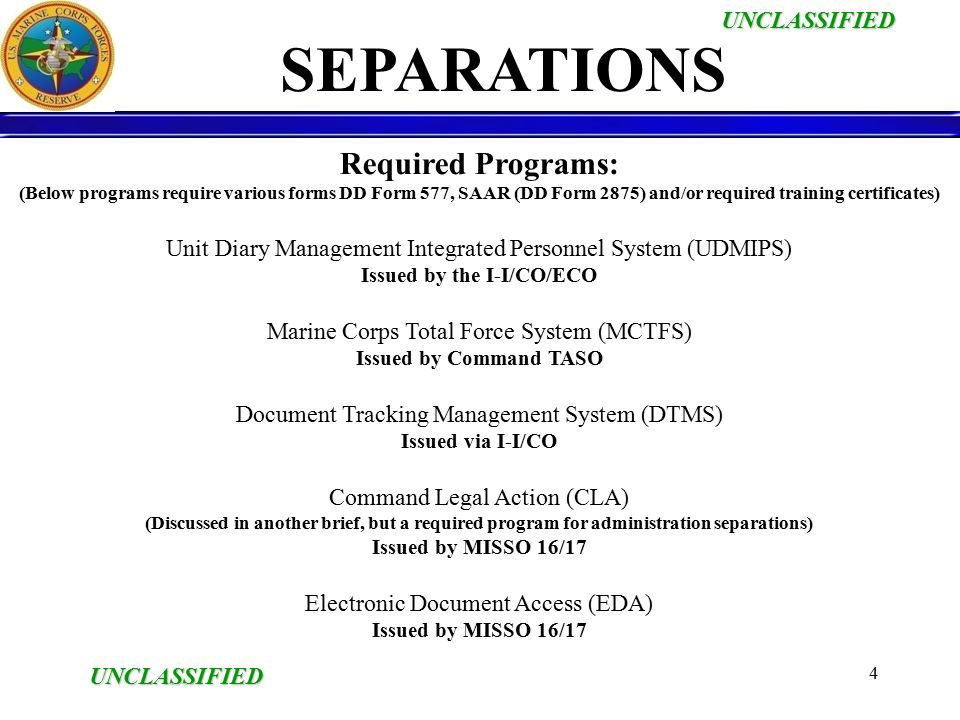 unclassified unclassified presenter gysgt dubuclet separations saar dd form 2875