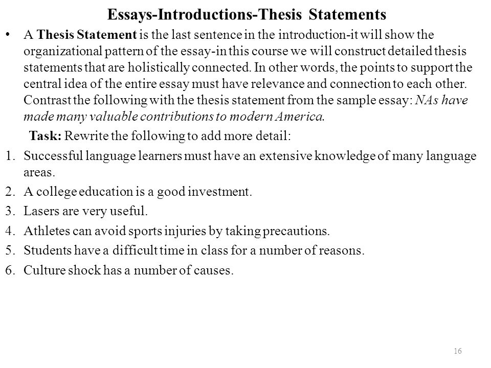 Introduction And Thesis Statement