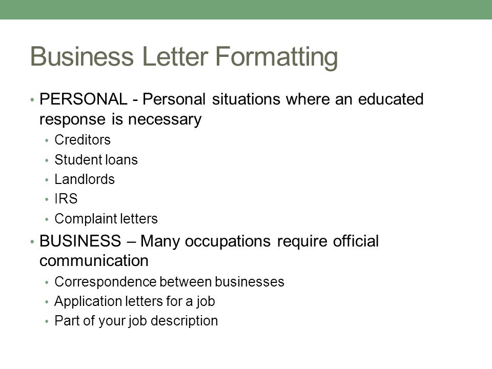 formatting a personal letter
