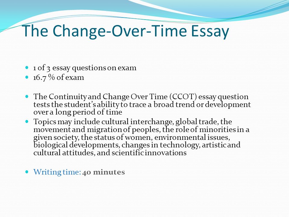 Ap world history essay continuity and change over time