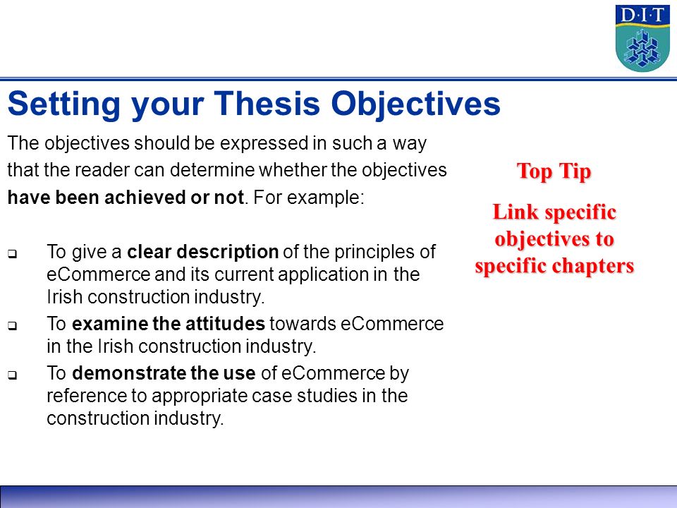 goals and objectives of thesis goals and objectives of thesis