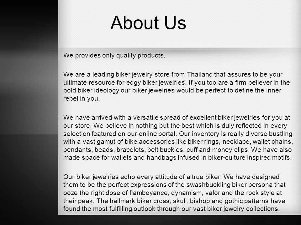 About Us We provides only quality products.