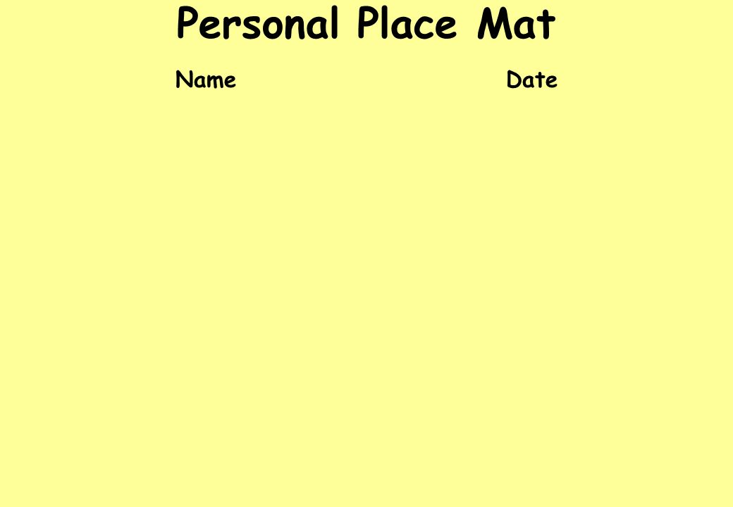Personal Place Mat Name Date