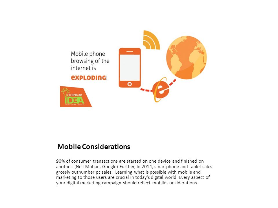 Mobile Considerations 90% of consumer transactions are started on one device and finished on another.