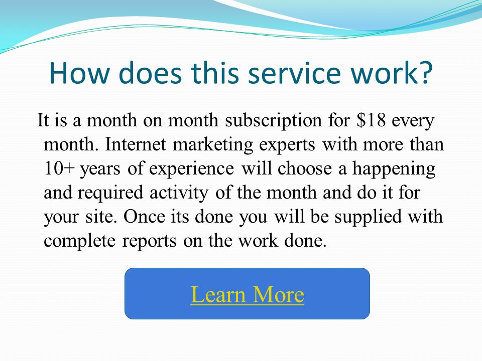 How does this service work. It is a month on month subscription for $18 every month.