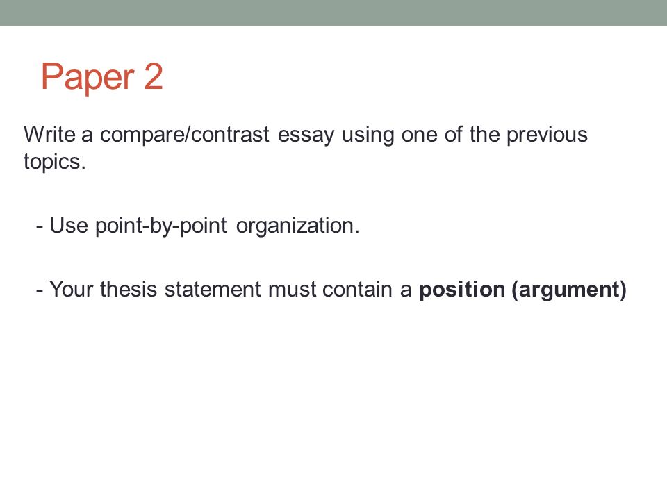 Writing A Compare And Contrast Paper