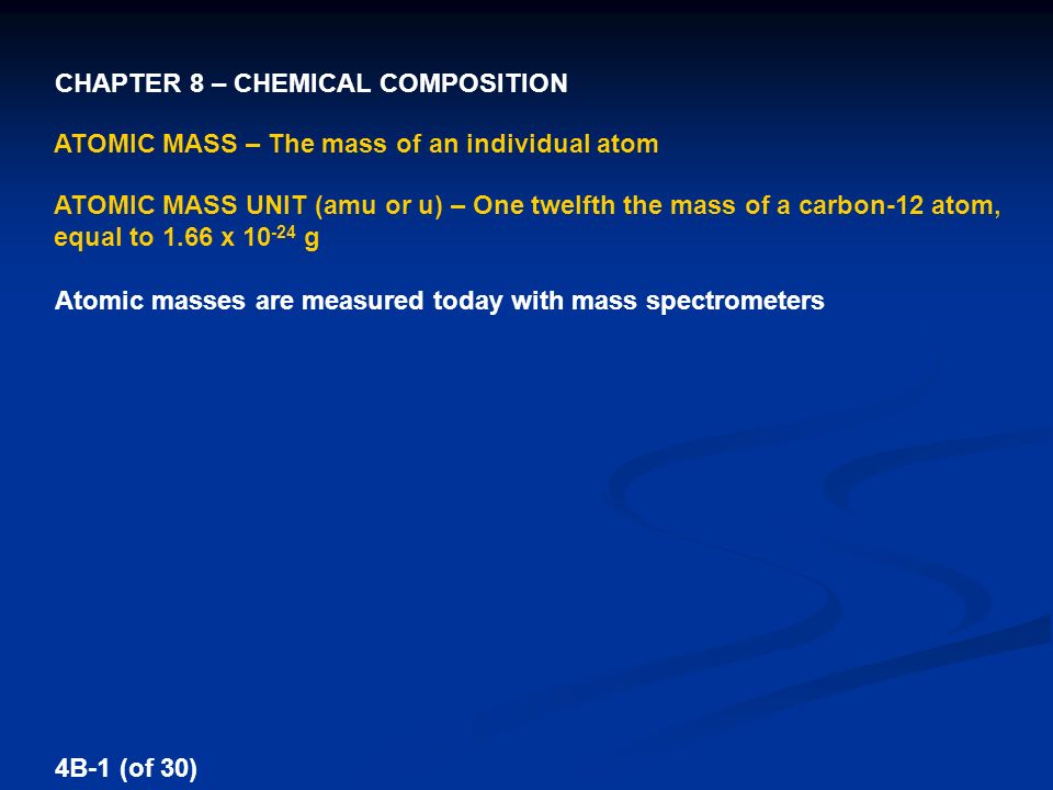 Atomic Mass The Of An Individual Atom Unit Amu 1 Atomic