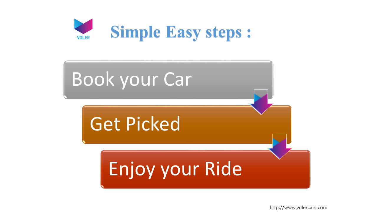 Book your CarGet PickedEnjoy your Ride Simple Easy steps :