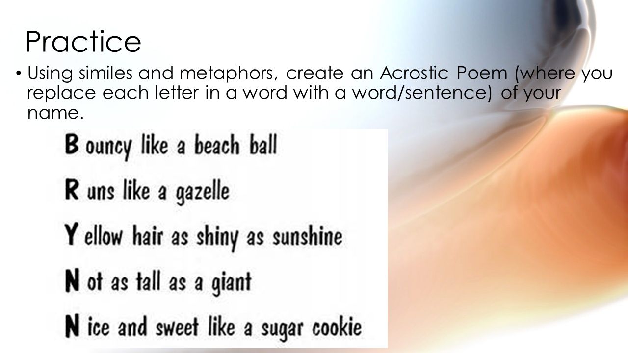 poetry when you think of poetry what do you think of turn in pre what is it called when you make a word for each letter in your name