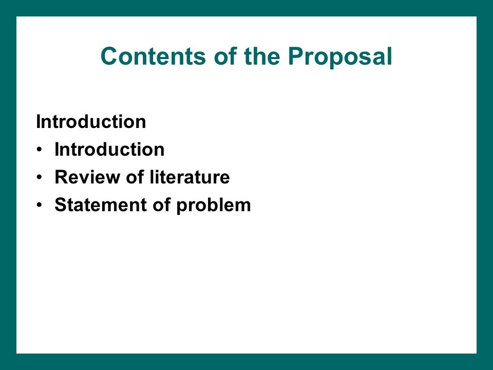 Contents of literature review