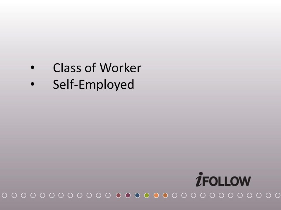 Class of Worker Self-Employed