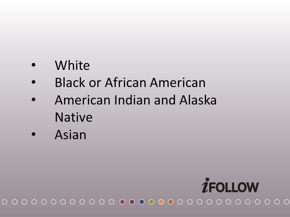 White Black or African American American Indian and Alaska Native Asian