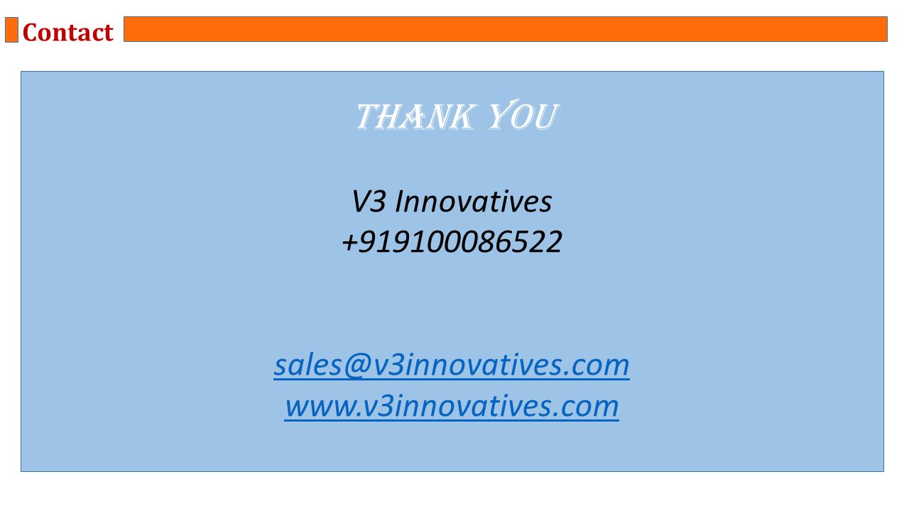 Contact Thank you V3 Innovatives