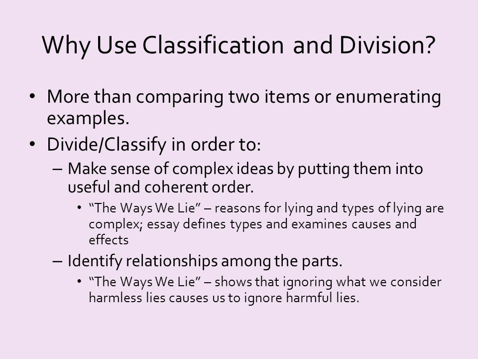 Classification And Division Essay