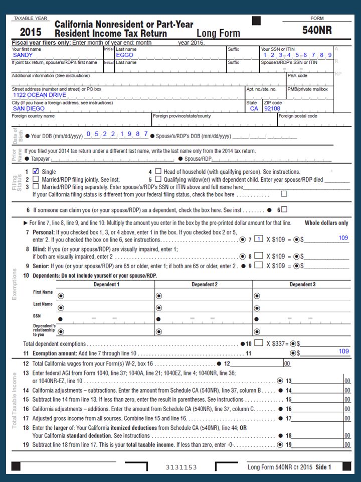 nonresident part year resident step by step example ppt download california form 540nr