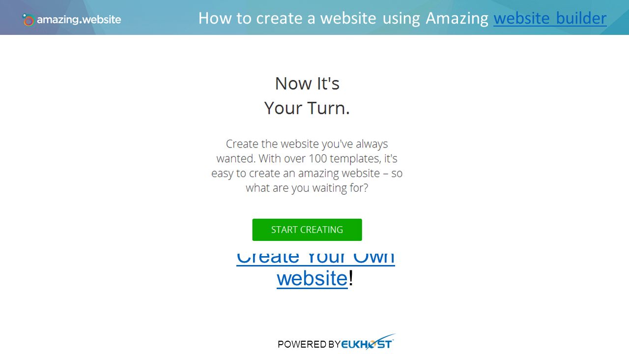 How to create a website using Amazing website builderwebsite builder POWERED BY Create Your Own websiteCreate Your Own website!