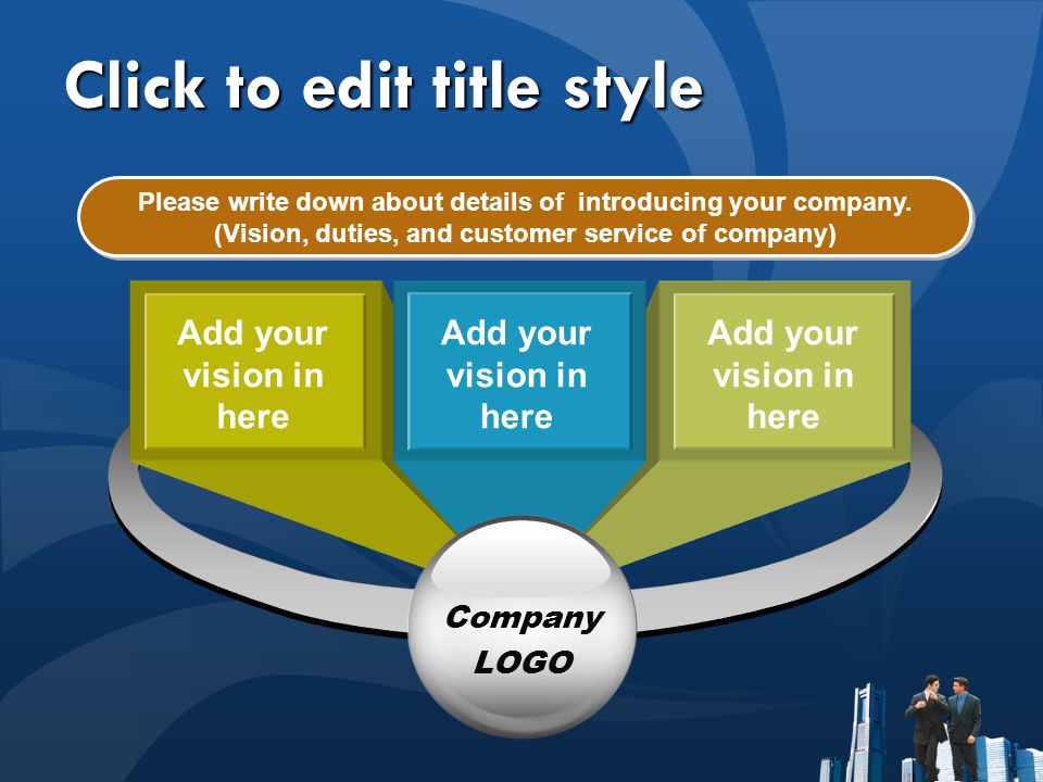 Click to edit title style Please write down about details of introducing your company.