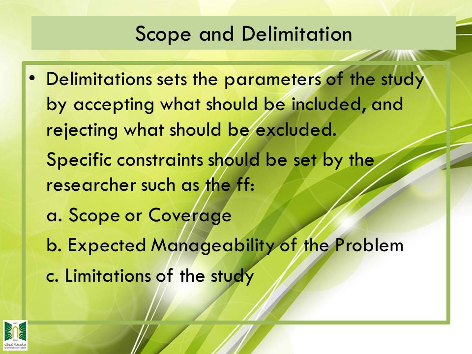 Scope delimitation study research paper