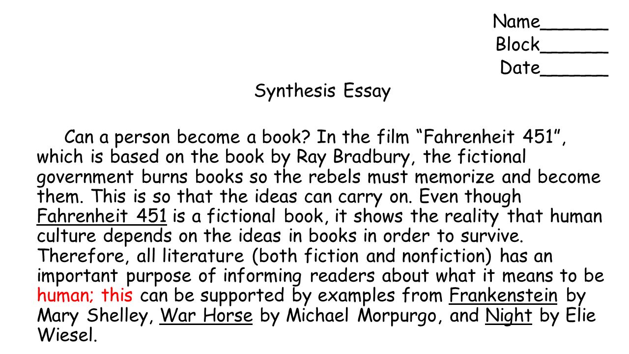 How To Start A Synthesis Essay