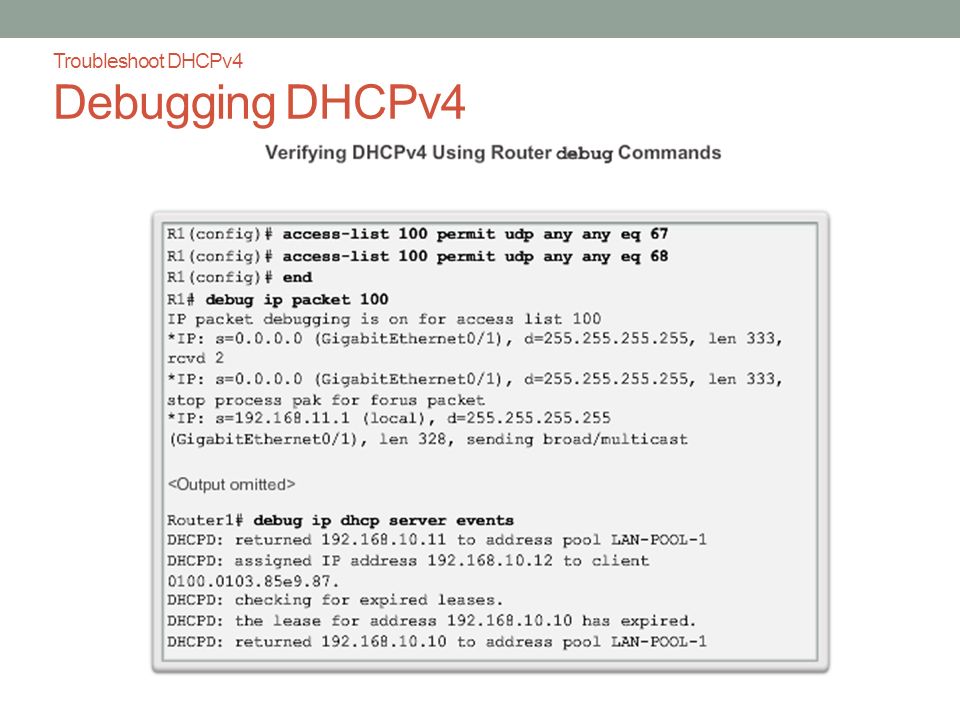 Troubleshoot DHCPv4 Debugging DHCPv4