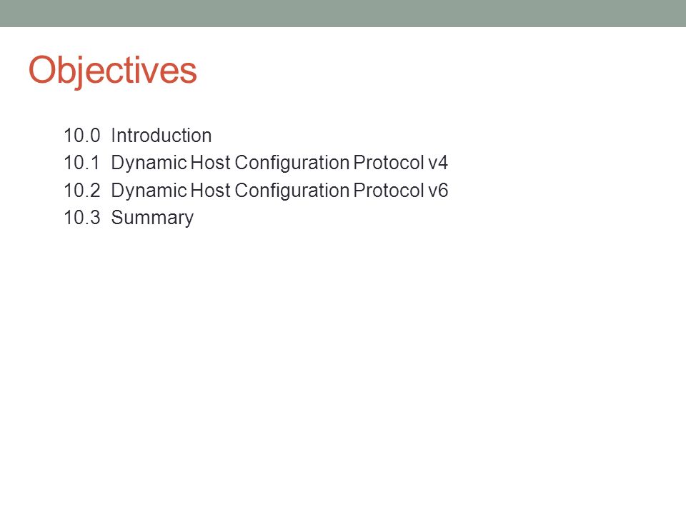 Objectives 10.0 Introduction 10.1 Dynamic Host Configuration Protocol v Dynamic Host Configuration Protocol v Summary