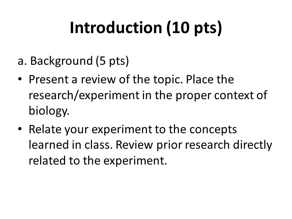 Report how to write introduction