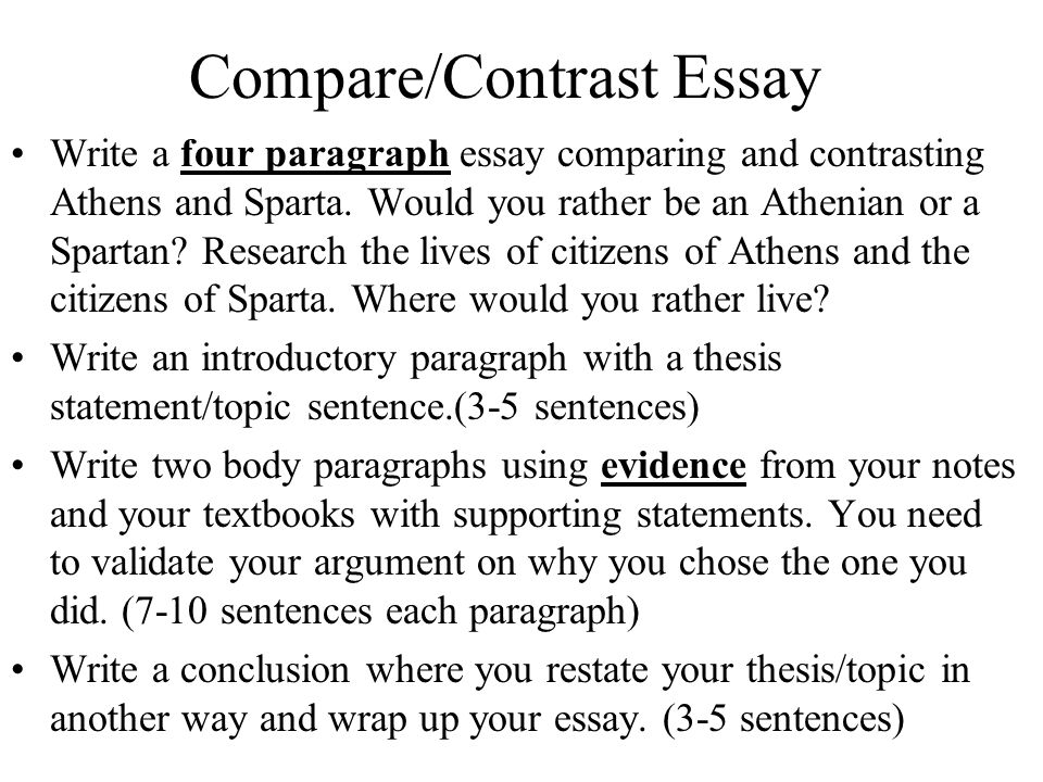 Write an essay comparing and contrasting two cities