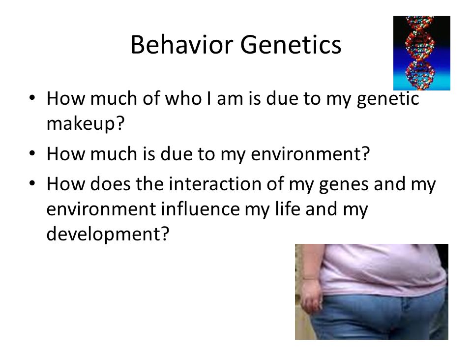 behavioral genetics Genetics (je-ne-tiks) is the study of how traits are passed from parents to children behavior is a person's observable activity the study of how genetics affects behavior is called behavioral genetics. behavioral genetics Genetics (je-ne-tiks) is the study of how traits are passed from parents to children behavior is a person's observable activity the study of how genetics affects behavior is called behavioral genetics.