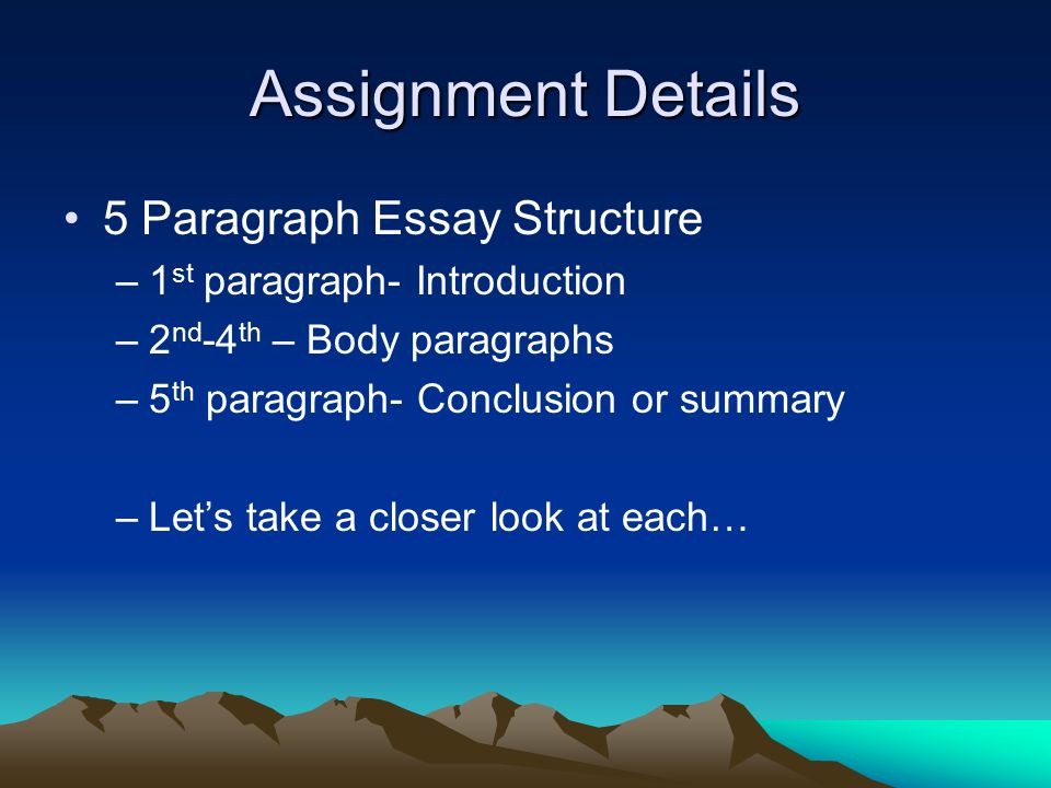 Five Paragraph Narrative Essay