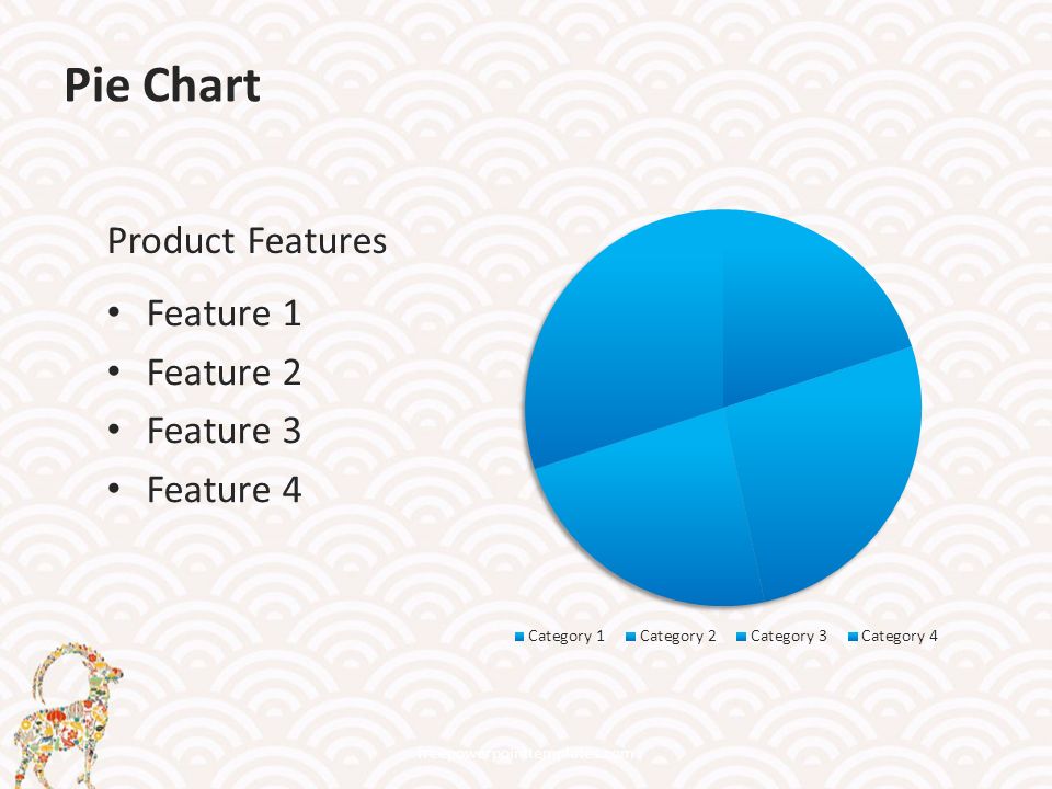 Pie Chart freepowerpointtemplates.com Product Features Feature 1 Feature 2 Feature 3 Feature 4