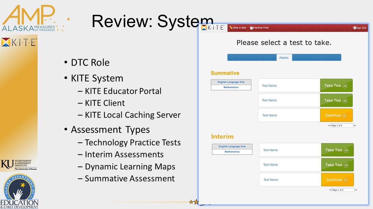 Alaska Measures Of Progress District Test Coordinator Webinar - –kite Client –kite Local Caching Server Assessment Types –technologypractice Tests –interim Assessments –dynamic Learning Maps –summativeassessment alaska measures of progress district test coordinator webinar - –kite client –kite local caching server assessment types –technologypractice tests –interim assessments –dynamic learning maps –summativeassessment