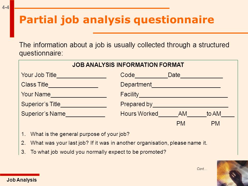 job analysis questionnaire manager