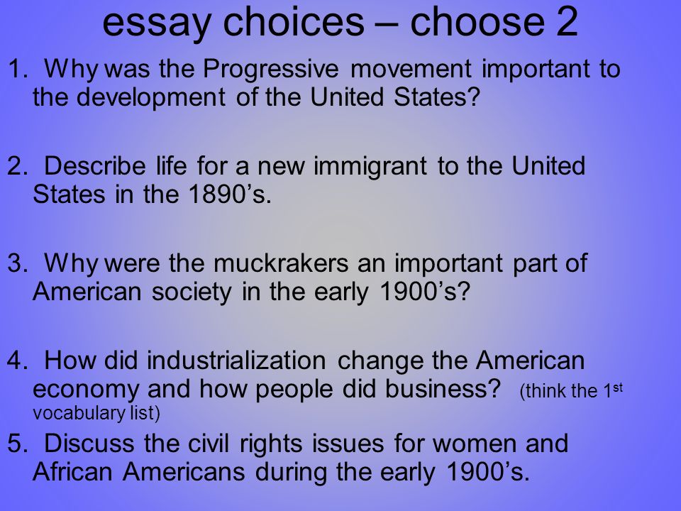 essay on progressive movement The period from 1890 to 1917 in the history of united states is known as progressive era this period is marked by an all-encompassing and intensive change in all spheres of american life viz political, economic and social. essay on progressive movement The period from 1890 to 1917 in the history of united states is known as progressive era this period is marked by an all-encompassing and intensive change in all spheres of american life viz political, economic and social.