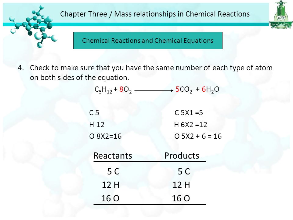 Chapter Three Mass Relationships In Chemical Reactions Ppt Download Chapter Three Mass Relationships In Chemical Reactions And Equations 4 Check