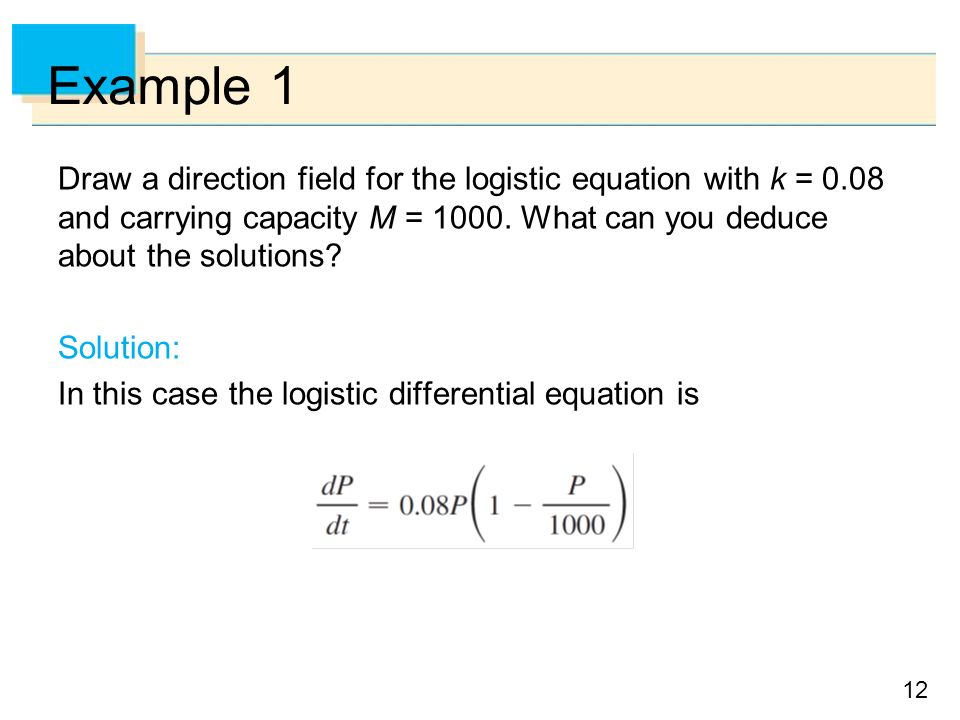 Copyright Cene Learning All Rights Reserved 9 4 Models For 12 Example 1 Draw A Direction Field For The Logistic Equation With K 0 08 And