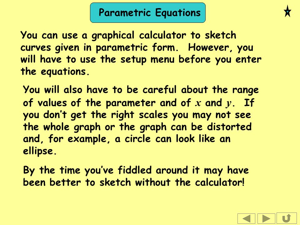 Parametric Equations Thursday 21 January The Parametric Equations You Can Use A Graphical Calculator To Sketch Curves Given In Form