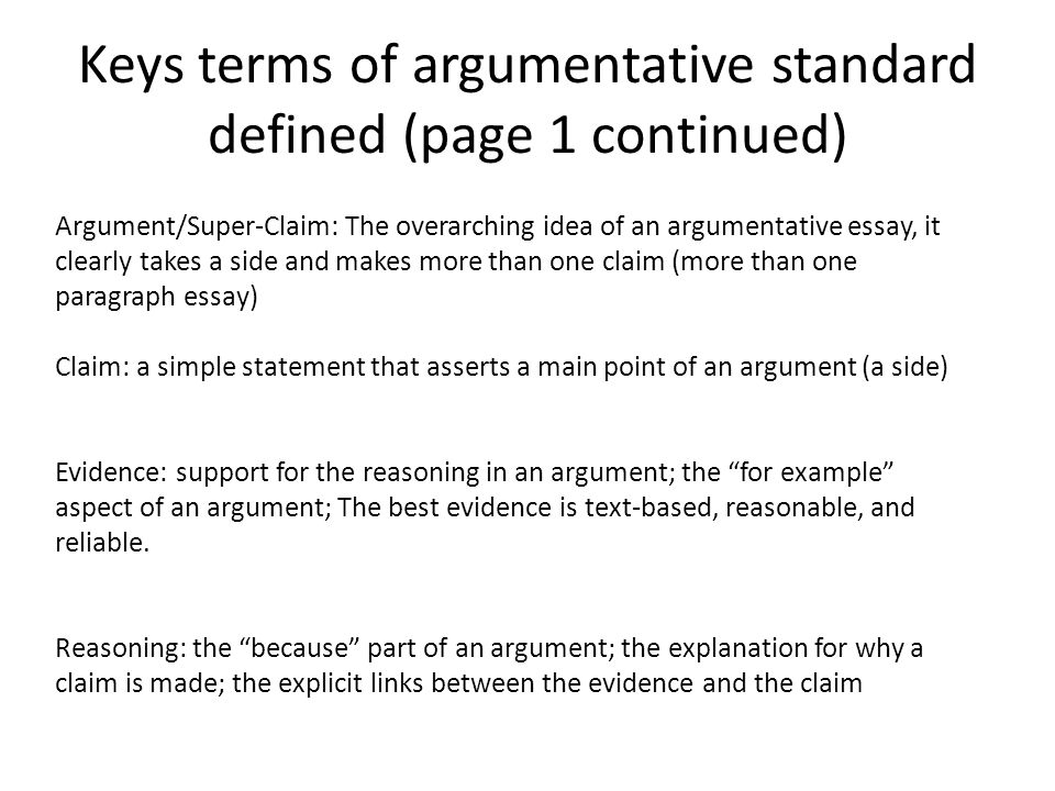 Evidence definition argumentative essay