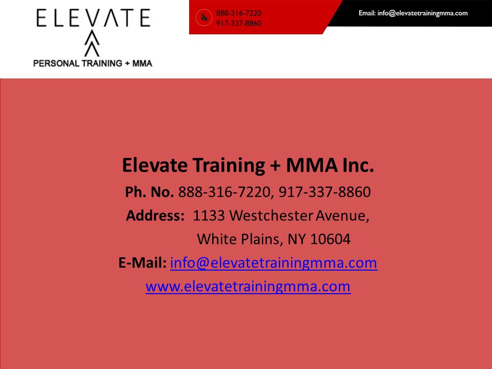 Elevate Training + MMA Inc. Ph. No.