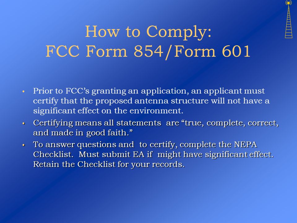 fccs nepa process overview of nepa overview of nepa overview of fcc form 601