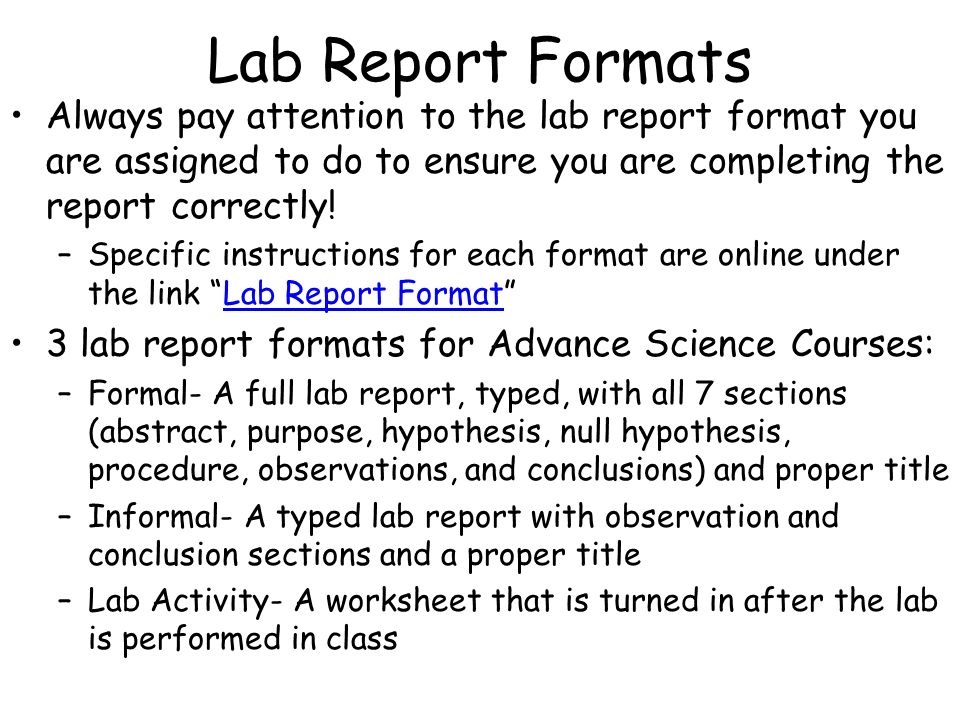 How to write an abstract in a lab report chemistry