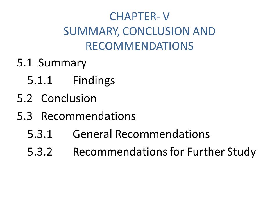 Recommendation In Thesis