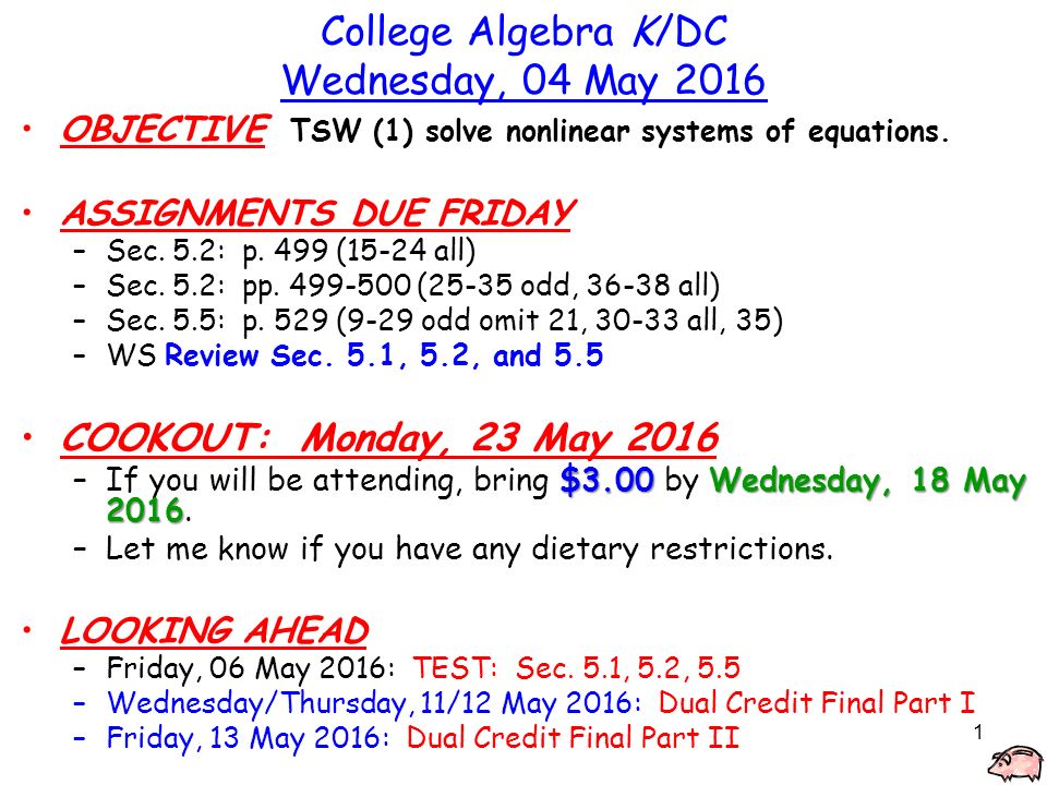 1 College Algebra K Dc Wednesday 04 May 2017 Objective Tsw 1 College Algebra K Dc Wednesday 04 May 2017 Objective Tsw
